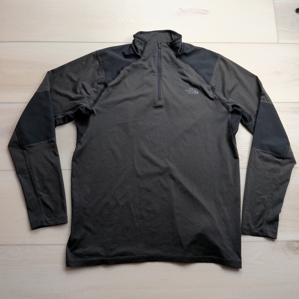 The North Face Kilowatt 1/4 Zip Mens L Pullover Flashdry-XD Charcoal Gray Black
